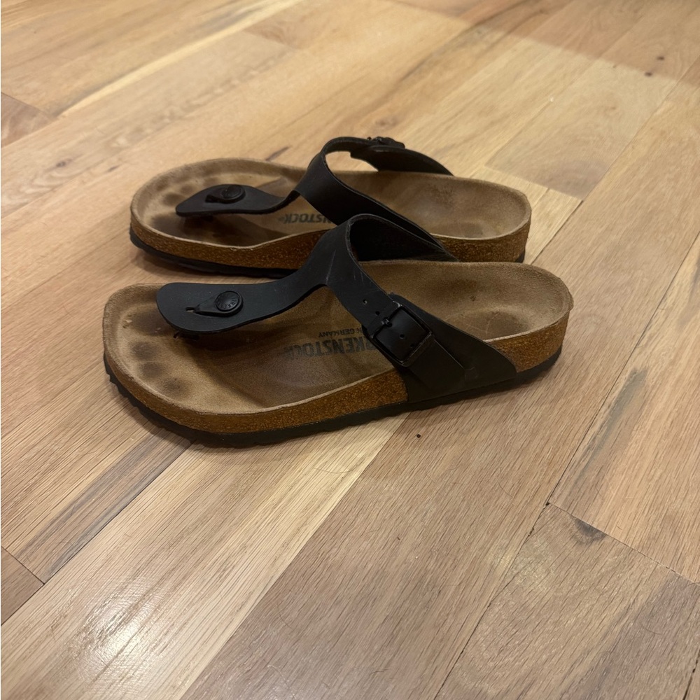 Birkenstock Black Thong Sandals with Buckle - Women's